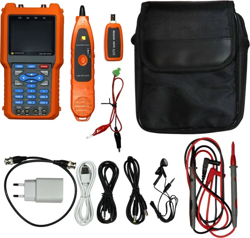 Тестер для сетей видеонаблюдения с трассировкой кабельных линий и мультиметром