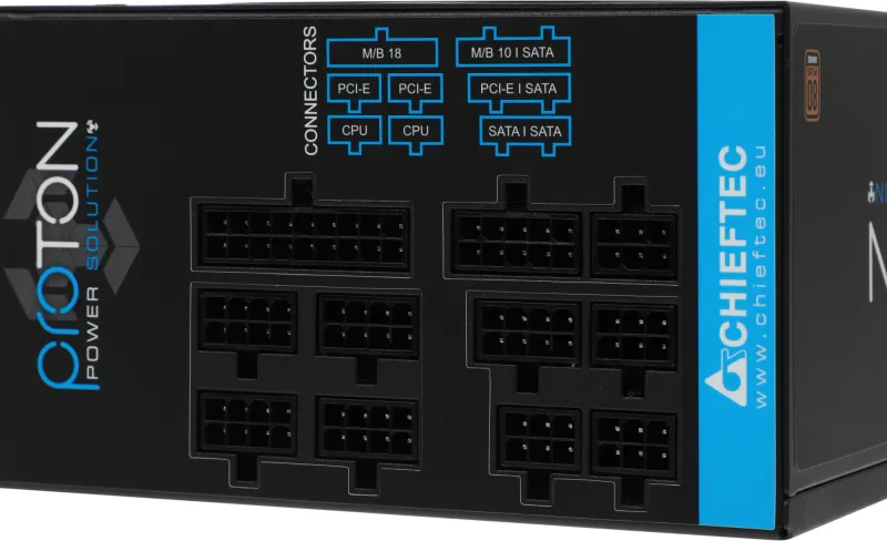 Chieftec PSU BDF-1000С 1000W Proton ATX2.3, EPS12V 230V 14cm Fan 80+Bronze Active PFC, 20+4, 2*8(4+4)p, 6*8(6+2)p, 9xSATA, 3xMolex, FDD