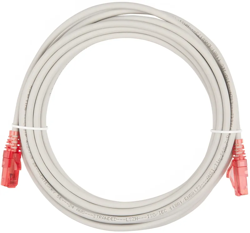 Патч-корд Hyperline PC-LPM-UTP-RJ45-RJ45-C5E-5M-LSZH-GY UTP RJ-45 вил.-вилка RJ-45 кат.5E 5м серый LSZH 24AWG