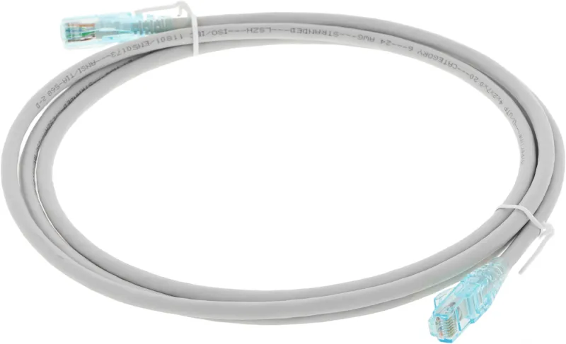 Патч-корд Hyperline PC-LPM-UTP-RJ45-RJ45-C6-2M-LSZH-GY UTP RJ-45 вил.-вилка RJ-45 кат.6 2м серый LSZH 24AWG