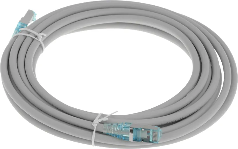 Патч-корд Hyperline PC-LPM-STP-RJ45-RJ45-C6-5M-LSZH-GY U/FTP RJ-45 вил.-вилка RJ-45 кат.6 5м серый LSZH 26AWG