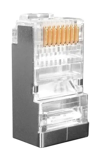 Коннектор Hyperline (PLUG-8P8C-U-C6-SH-100) FTP кат.6 RJ45 прозрачный (упак.:100шт)