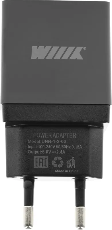 Сетевое зар./устр. Wiiix UNN-1-2-03 2.4A 2xUSB универсальное черный