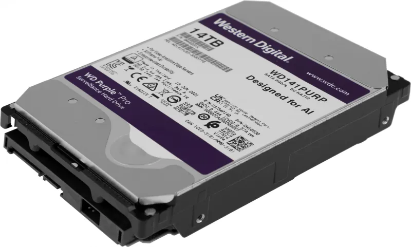Жесткий диск Western Digital HDD SATA-III 14Tb Purple Pro WD141PURP, 7200 rpm, 512MB buffer (DV&NVR + AI), 1 year