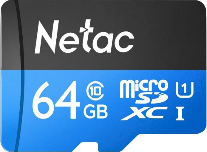 Носитель информации Netac P500 Standard 64GB MicroSDXC U1/C10 up to 90MB/s, retail pack card only
