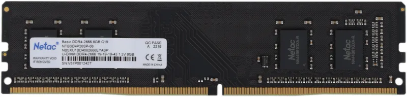 Оперативная память Netac Basic DIMM 8GB DDR4-2666 (PC4-21300) C19 19-19-19-43 1.2V Memory module