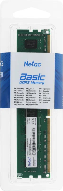 Оперативная память Netac Basic DIMM 8GB DDR3-1600 (PC3-12800) C11 11-11-11-28 1.5V Memory module