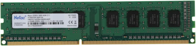 Оперативная память Netac Basic DIMM 4GB DDR3-1600 (PC3-12800) C11 11-11-11-28 1.5V Memory module