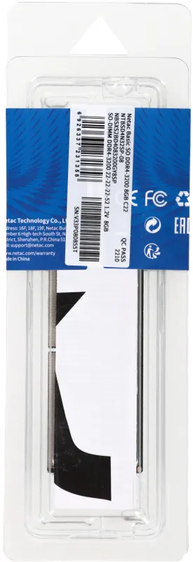 Оперативная память Netac Basic SODIMM 8GB DDR4-3200 (PC4-25600) C22 22-22-22-52 1.2V Memory module