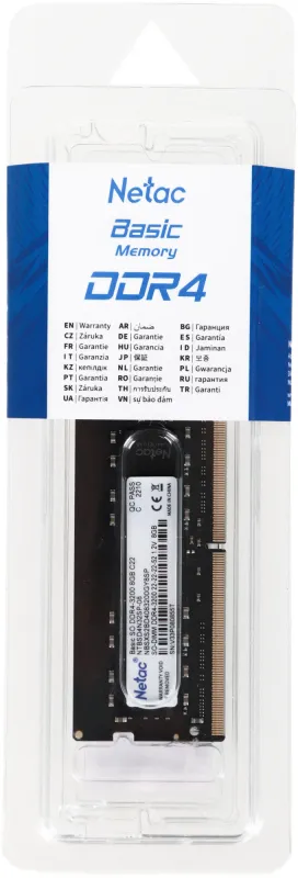 Оперативная память Netac Basic SODIMM 8GB DDR4-3200 (PC4-25600) C22 22-22-22-52 1.2V Memory module