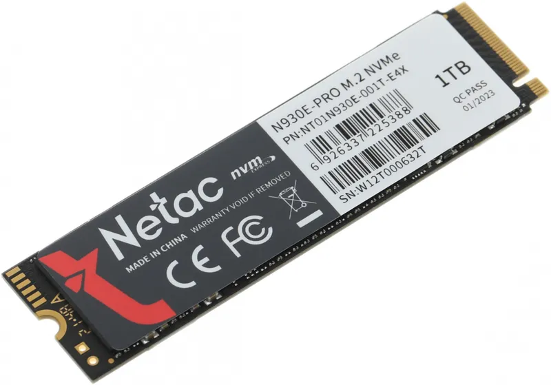SSD накопитель Netac SSD N930E Pro 1TB PCIe 3 x4 M.2 2280 NVMe 3D NAND, R/W up to 2130/1720MB/s, IOPS(R4K) 250K/220K, TBW 600TB, 3y wty