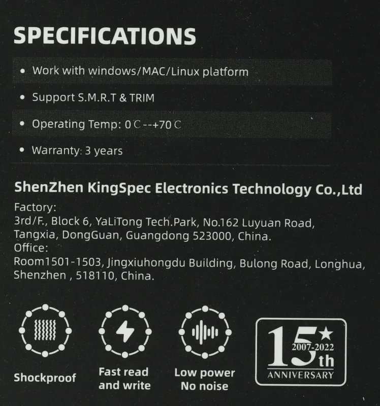 Накопитель SSD Kingspec SATA-III 256GB P3-256 2.5"