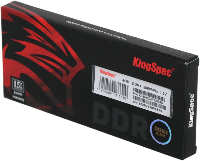 Память DDR4 4GB 2666MHz Kingspec KS2666D4P12004G RTL PC4-21300 CL19 DIMM 288-pin 1.2В dual rank Ret