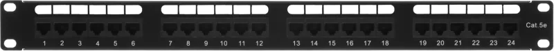Патч-панель 19", кат. 5е, 1U, 24 порта UTP, с возможность установки заднего органайзера