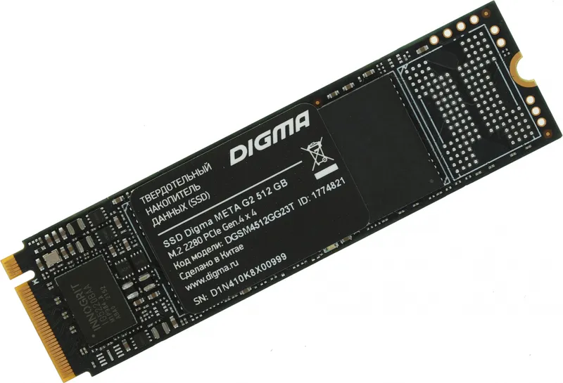 Накопитель SSD Digma PCIe 4.0 x4 512GB DGSM4512GG23T Meta G2 M.2 2280