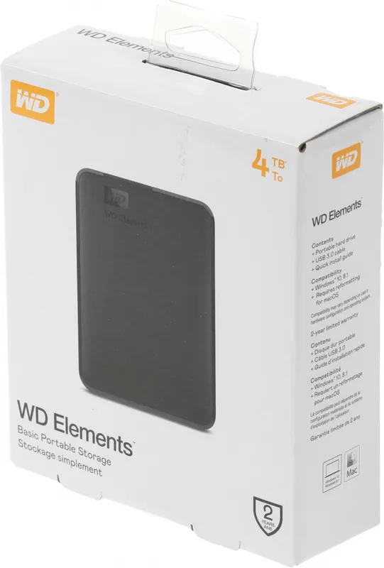 Жесткий диск WD USB3.0 4TB WDBU6Y0040BBK-WESN Elements Portable 2.5" черный