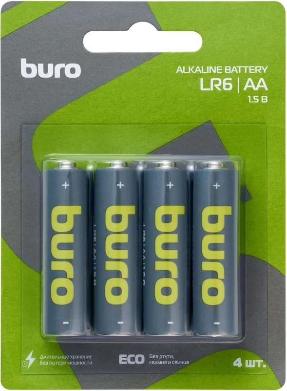Батарея Buro Alkaline LR6 AA (4шт) блистер
