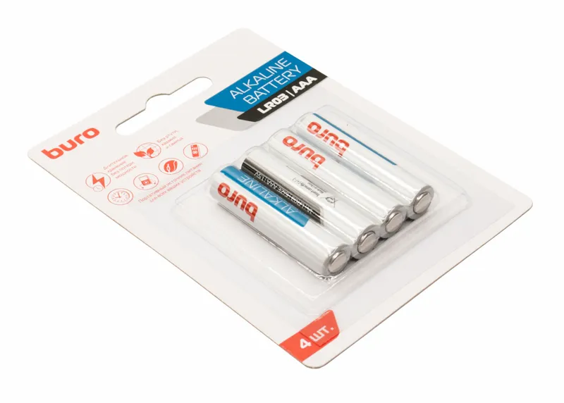 Батарея Buro Alkaline LR03 AAA (4шт) блистер