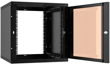 Шкаф коммутационный NT WALLBOX LIGHT 15-63 B (176977) настенный 15U 600x350мм пер.дв.стекл несъемн.бок.пан. направл.под закл.гайки 100кг черный 300мм 20кг 744мм IP20 сталь