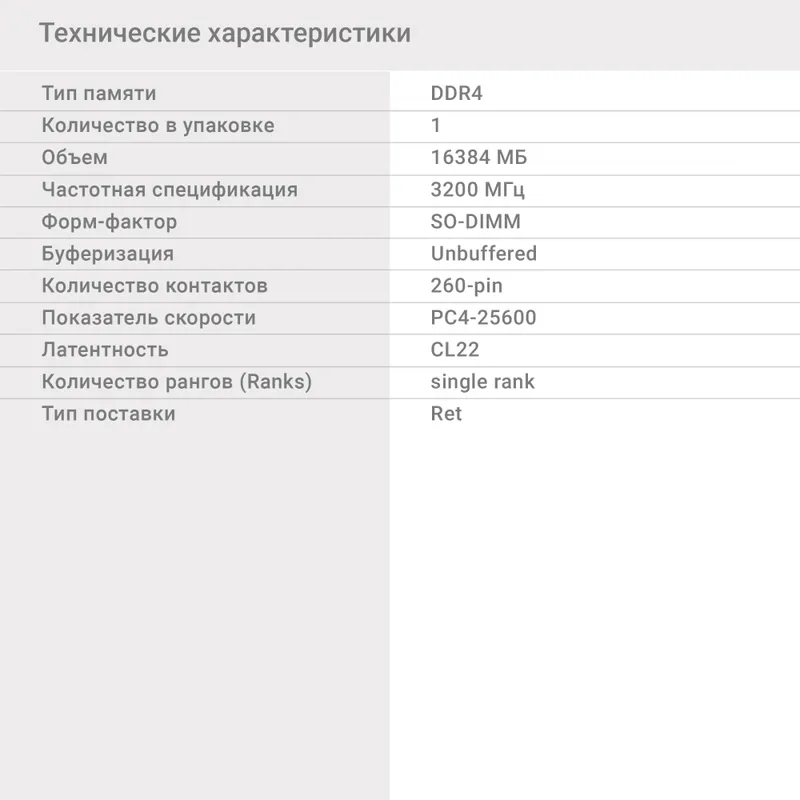 Память DDR4 16Gb 3200MHz Digma DGMAS43200016S RTL PC4-25600 CL22 SO-DIMM 260-pin 1.2В single rank Ret