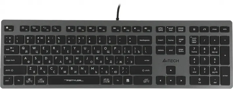 Клавиатура A4Tech Fstyler FX60H серый USB slim LED (FX60H GREY/WHITE)