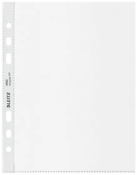 Файлы Leitz Recycle 40020003 прозрачный А5 вертикальный 100мкм белый край (упак.:25шт)