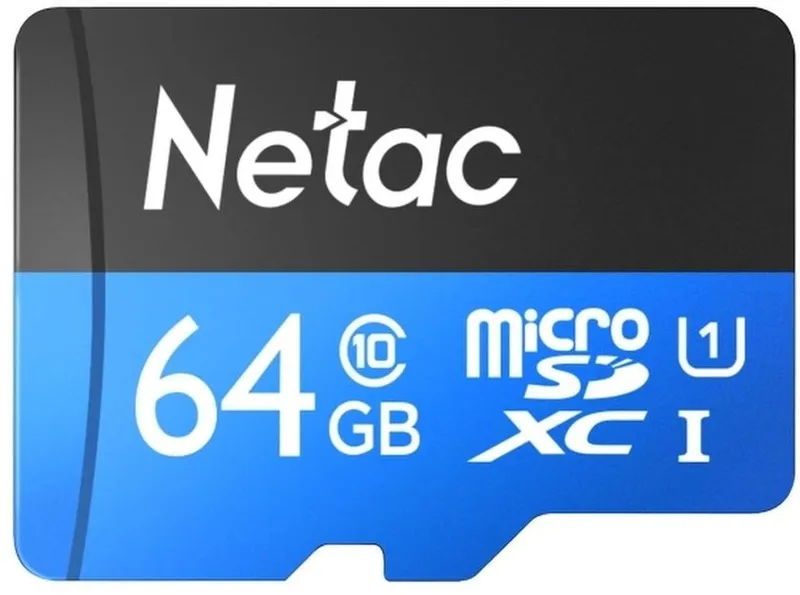Носитель информации Netac P500 Standard 64GB MicroSDXC U1/C10 up to 90MB/s, retail pack with SD Adapter