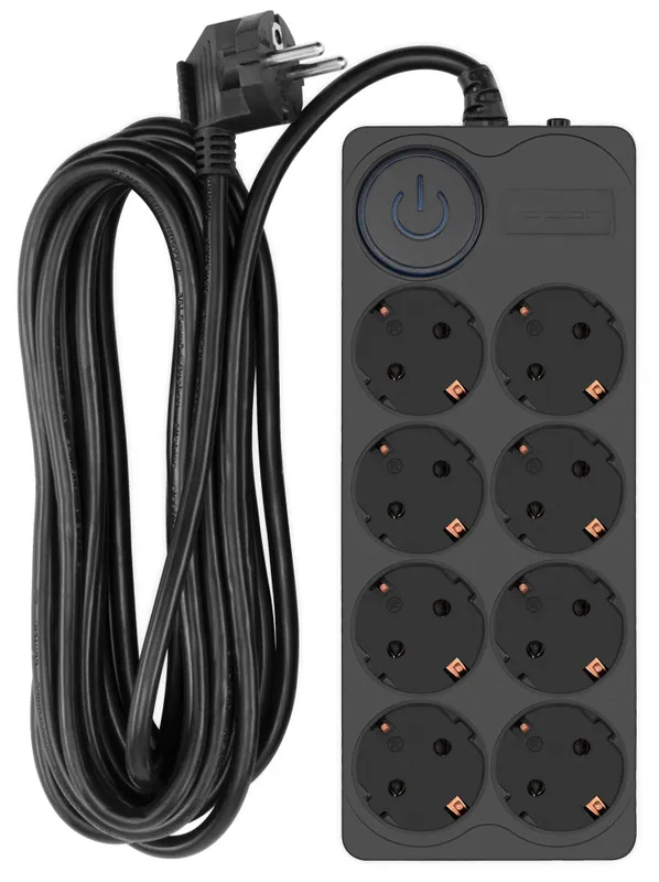 Сетевой фильтр Ippon BK-8-EU-5-16-B 5м (8 розеток) черный (коробка)