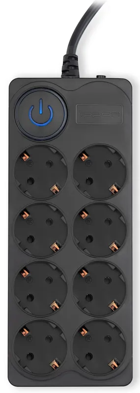 Сетевой фильтр Ippon BK-8-EU-3-16-B 3м (8 розеток) черный (коробка)