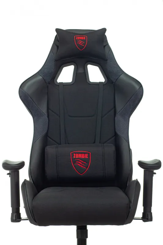 Кресло игровое Zombie Thunder 1 черный/карбон ткань/эко.кожа с подголов. крестов. пластик