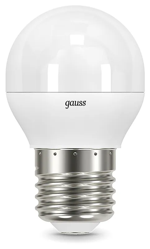 Лампа светодиодная Gauss 9.5Вт цок.:E27 шар 220B 4100K св.свеч.бел.нейт. P45 (упак.:1шт) (105102210)