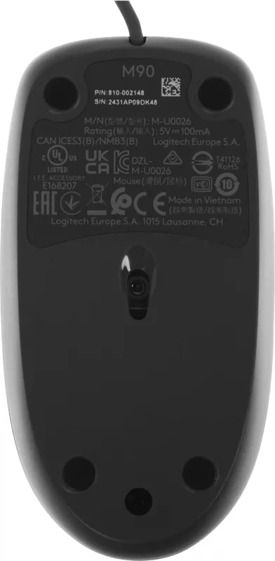 Мышь Logitech M90 черный оптическая (1000dpi) USB (2but)