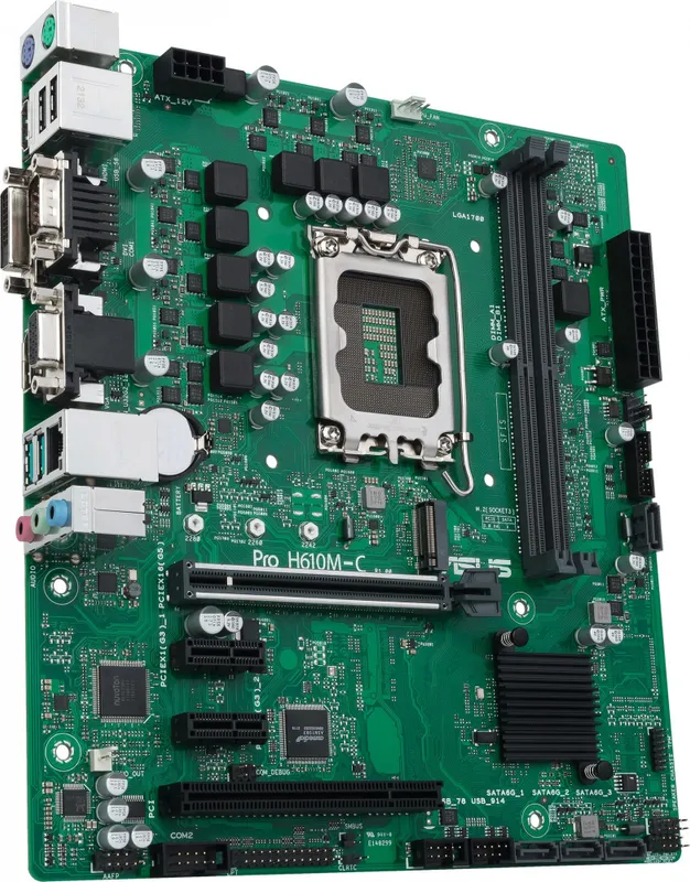 Материнская плата ASUS PRO H610M-C-CSM, LGA1700, H610, 2*DDR5, D-sub+DP+DVI+HDMI, SATA 6.0, M.2, USB 3.2*2, USB 2.0*2,  COM, mATX; 90MB1AT0-M0EAYC