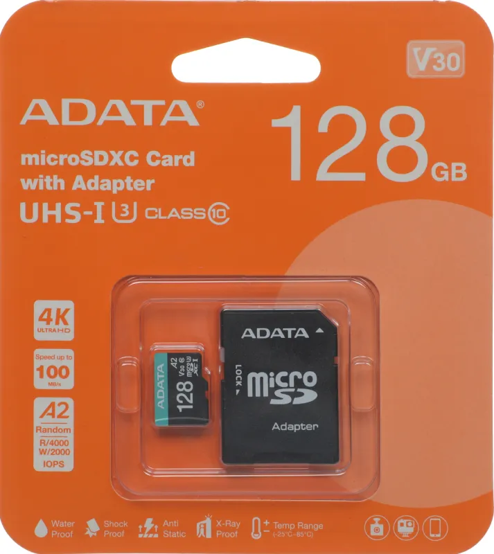 Флеш карта microSDXC 128GB A-Data AUSDX128GUI3V30SA2-RA1 Premier Pro + adapter