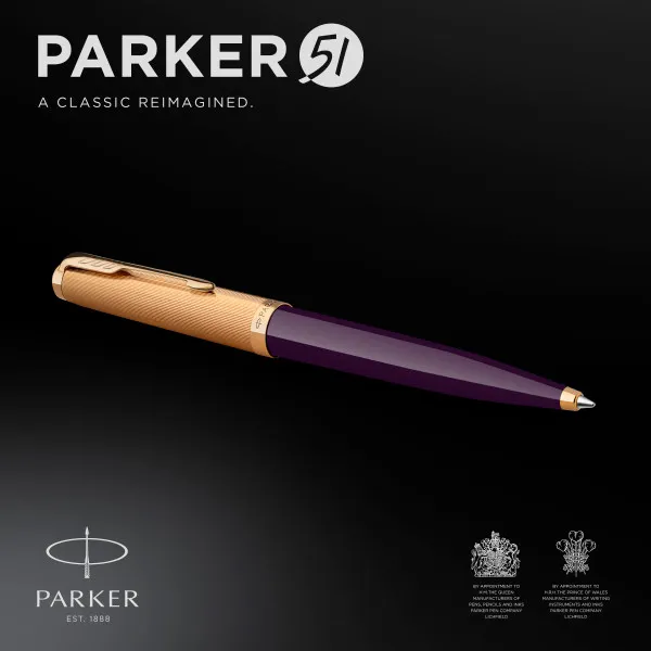Ручка шариков. Parker 51 Deluxe (CW2123518) Plum GT M черн. черн. подар.кор.
