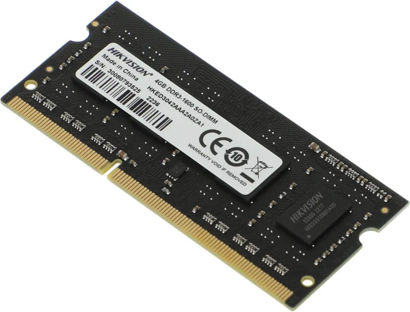 Память DDR3L 4Gb 1600MHz Hikvision HKED3042AAA2A0ZA1/4G RTL PC3-12800 CL11 SO-DIMM 204-pin 1.35В Ret