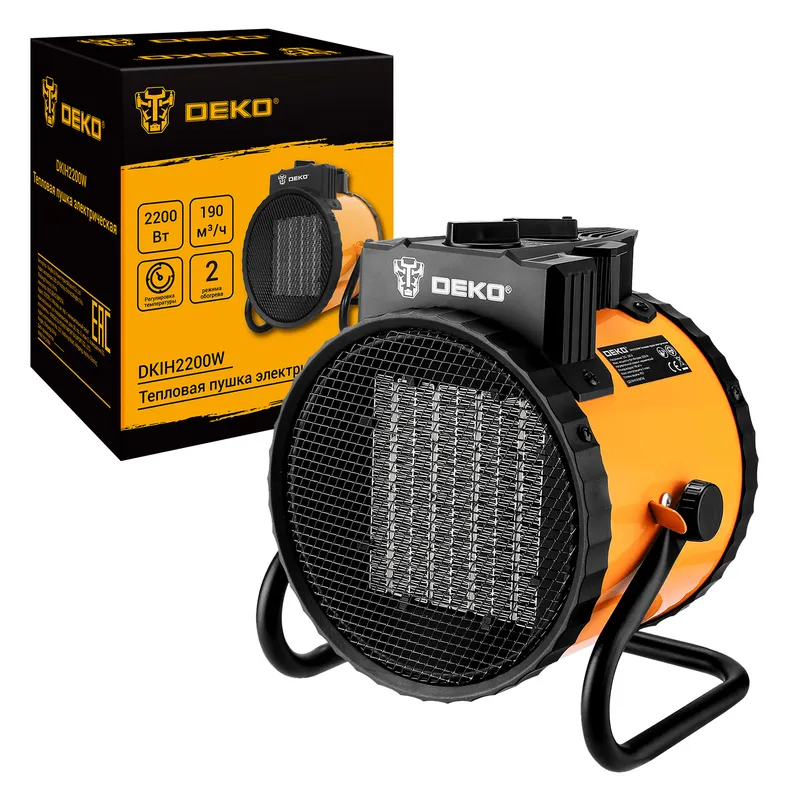 Тепловая пушка электрическая Deko DKIH2200W 2200Вт желтый/черный