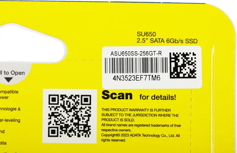 Накопитель SSD A-Data SATA-III 256GB ASU650SS-256GT-R Ultimate SU650 2.5"
