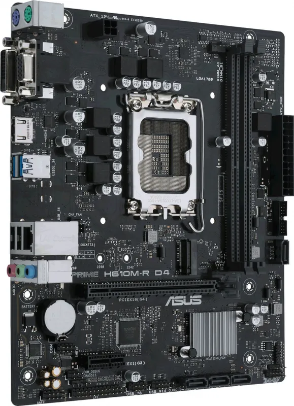 Материнская плата ASUS PRIME H610M-R D4-SI, LGA1700, H610, 2*DDR4, D-sub+DVI+HDMI, SATA 6.0, M.2, USB 3.2, mATX; 90MB1B40-M0ECY0