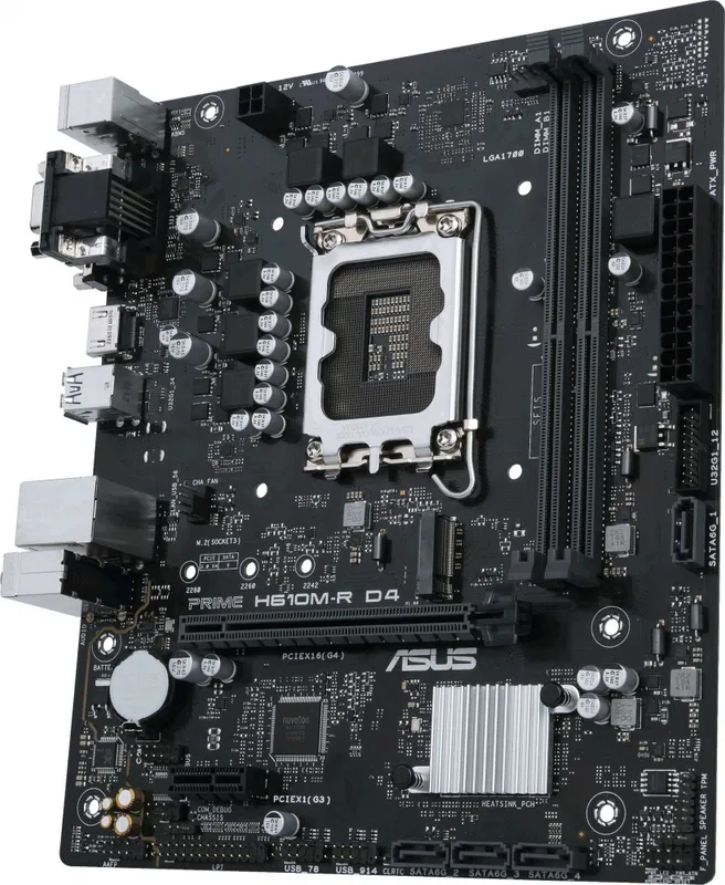 Материнская плата ASUS PRIME H610M-R D4-SI, LGA1700, H610, 2*DDR4, D-sub+DVI+HDMI, SATA 6.0, M.2, USB 3.2, mATX; 90MB1B40-M0ECY0