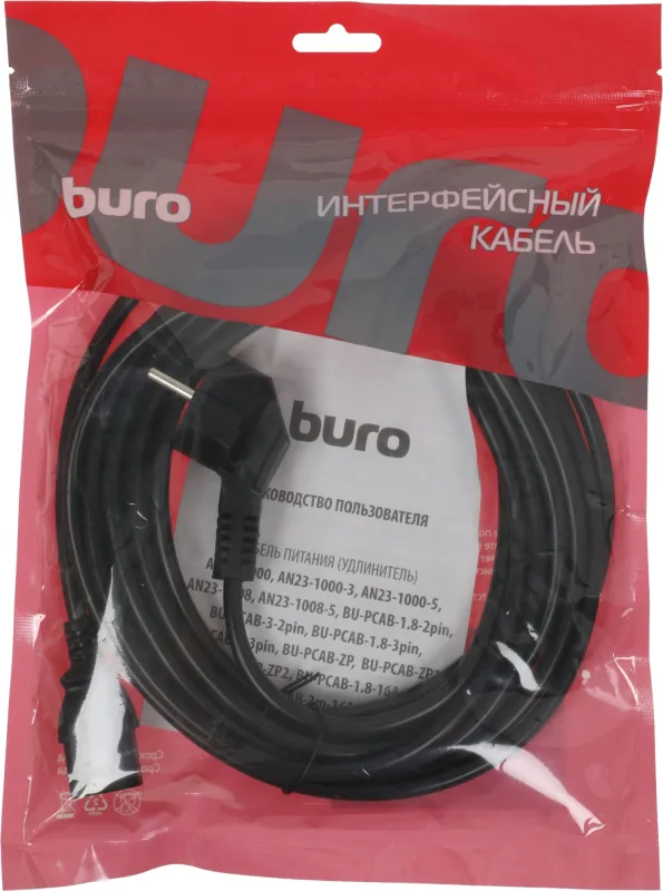 Кабель Buro BU-PCAB-ZP2 IEC C13 Евровилка угловой 5м
