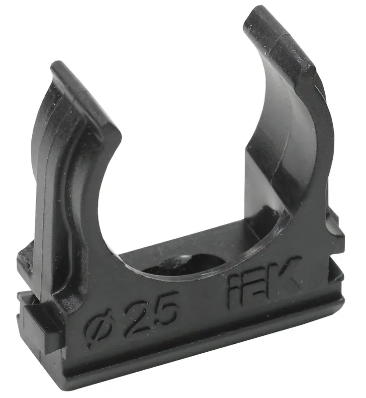 Держатель IEK CTA10D-CF25-K02-100 односторонний с защелкой 25мм полистирол черный (упак.:1шт)