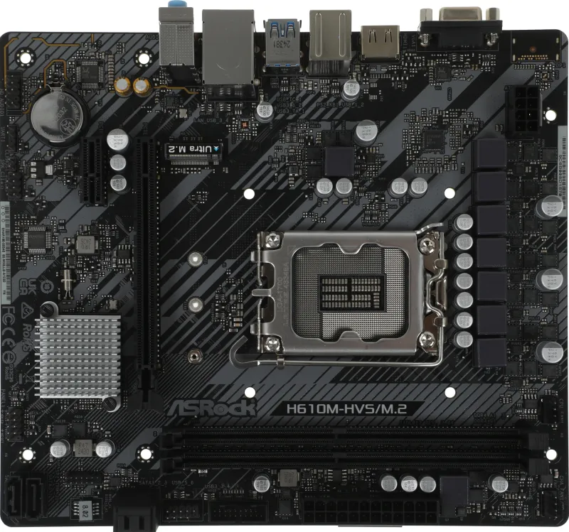 Материнская плата ASROCK H610M-HVS/M.2 R2.0, LGA1700, H610, 2*DDR4, D-Sub+HDMI, 4xSATA3 6.0, M.2 Socket, 2xUSB 3.2, 4xUSB 2.0, mATX; 90-MXBJJ0-A0UAYZ