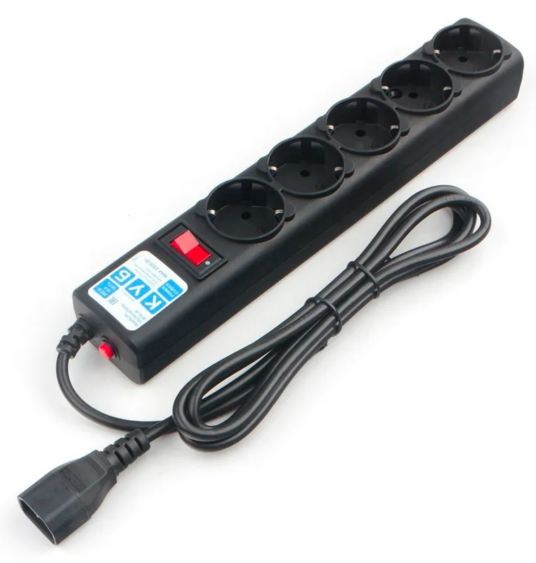 Power Cube Ф-удлинитель, PC 1,9м, 5р, черн.граф. 10А, UPS(C14), SPG5-В2