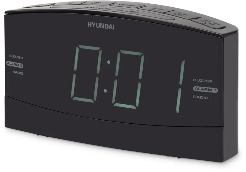 Радиобудильник Hyundai H-RCL238 черный LCD подсв:зеленая часы:цифровые FM