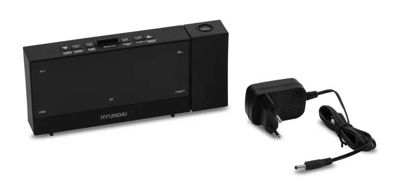 Радиобудильник Hyundai H-RCL243 черный LCD проек.изоб. подсв:зеленая часы:цифровые FM