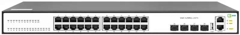 Коммутатор SNR Управляемый коммутатор уровня 3, 24 порта 10/100/1000Base-T и 4 порта 1/10GbE (SFP+).