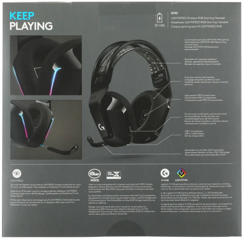 Наушники с микрофоном Logitech G733 Lightspeed черный накладные Radio оголовье (981-000864)