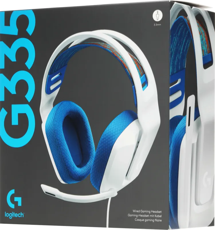Наушники с микрофоном Logitech G335 белый/голубой 2м накладные оголовье (981-001018)