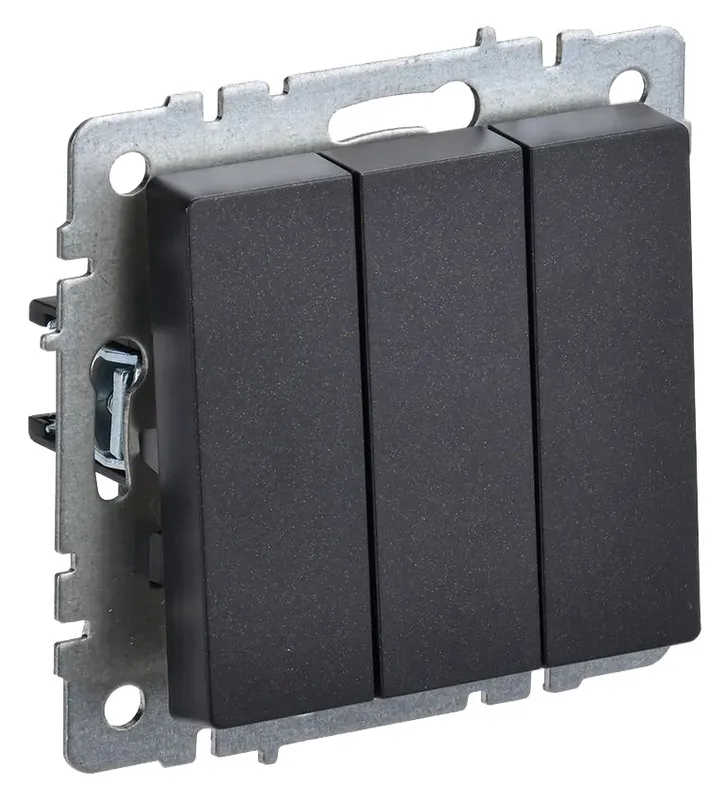 Выключатель IEK Brite ВС10-3-0-БрЧ скрыт. 3кл. IP20 черный (упак.:1шт) (BR-V30-0-10-K02)